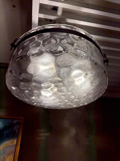 Dimpled Glass Chandelier WIth Black Metal Detail - Thumbnail 2