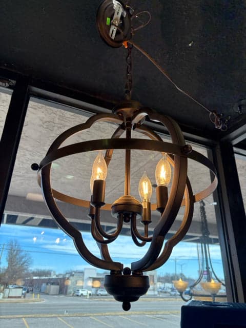 Bronze Metal Orb Chandelier - Image 1