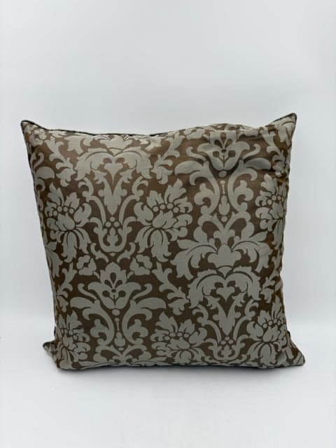 Down-Filled Blue And Brown Damask Pillow - Image 1