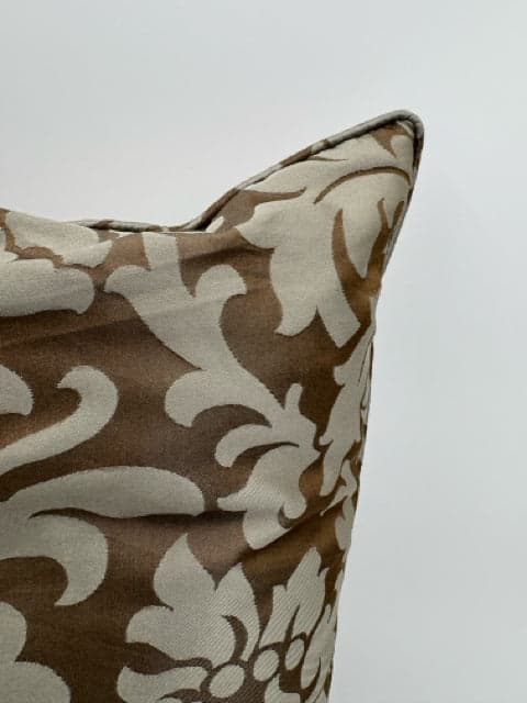 Down-Filled Blue And Brown Damask Pillow - Thumbnail 2