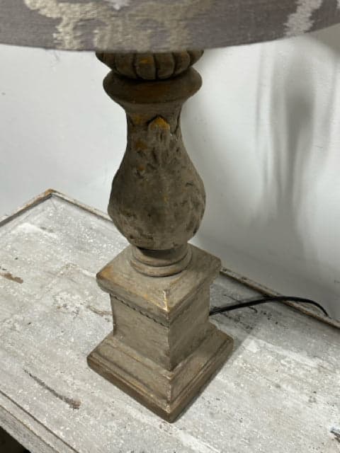 Silver & Gold Painted Table Lamp With Damask Shade - Thumbnail 3