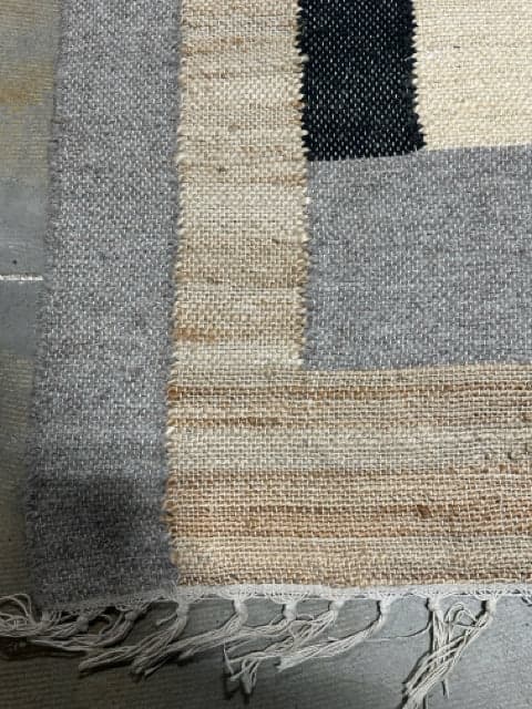 World Market Onyx Natural & Black Abstract Jute Blend Kilim Area Rug - Thumbnail 2