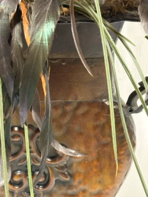 Artificial Floral Arrangement in Metal Urn Vase - Thumbnail 2