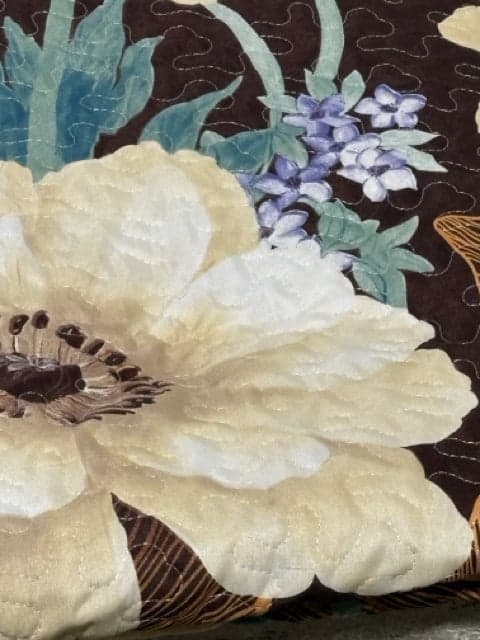 King Size Brown Tropical Print Quilt With 2 Shams - Thumbnail 2