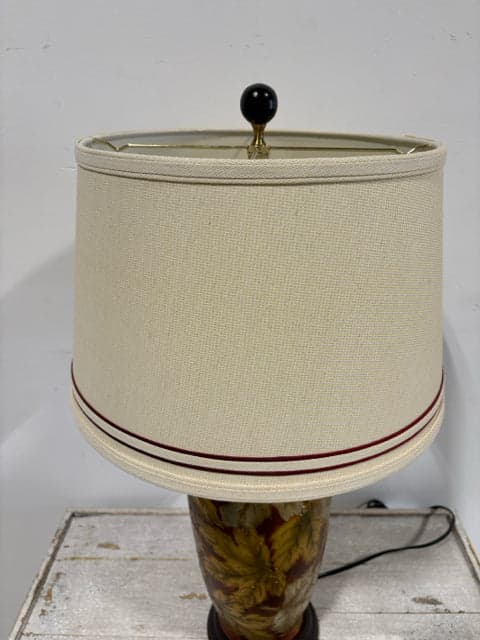 Wildwood Accents Metallic Leaves Base Table Lamp with Red Trim Shade - Thumbnail 3