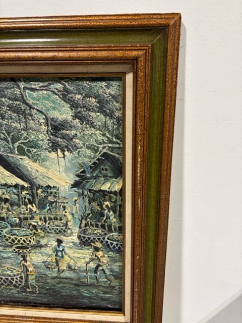 Balinese Village Framed Artwork - Original Oil - Thumbnail 2