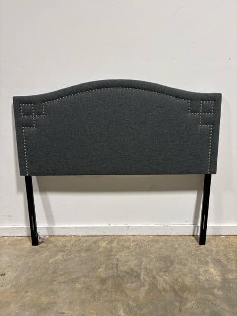 Full Grey Upholstered Headboard With Nailheads - Image 1
