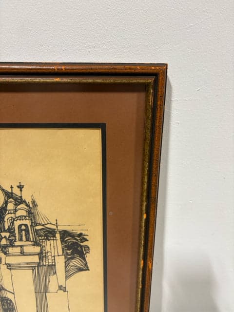Mexican Church Pen & Ink Framed Wall Art by B. Delane - Thumbnail 2