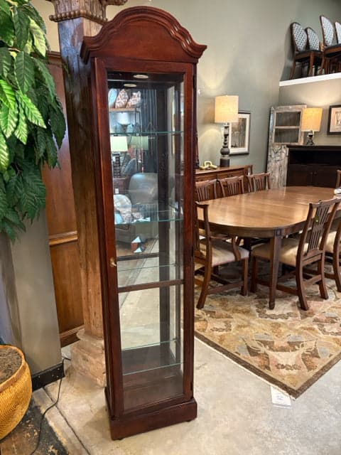 Howard Miller Dark Wood Lighted Curio Cabinet with 4 Glass Shelves - Image 1