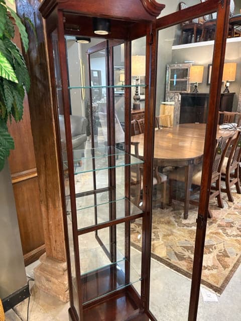 Howard Miller Dark Wood Lighted Curio Cabinet with 4 Glass Shelves - Thumbnail 3