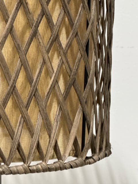 Brushed Bronze Buffet Table Lamp with Rattan Woven Shade - Thumbnail 3