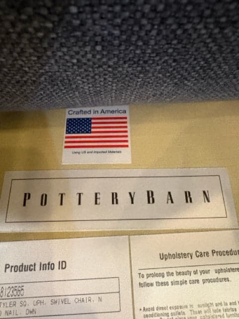 Pottery Barn Blue Tyler Square Swivel Arm Chair - Thumbnail 4