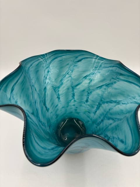 Hand Blown Blue Glass Abstract Vase - Thumbnail 2