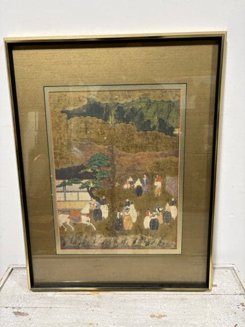 "Portugese Visitors" 9635 Gold Framed Japanese Artwork - Image 1