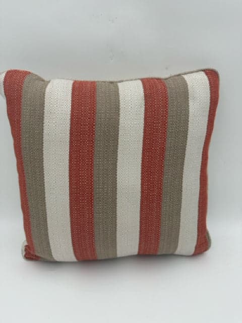 Orange, Brown And White Striped Pillow - Image 1
