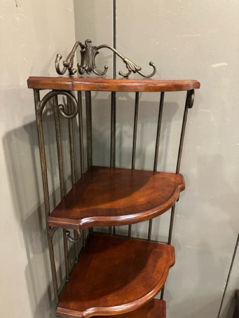 Wood And Metal Corner Shelf With 5 Shelves - Thumbnail 2