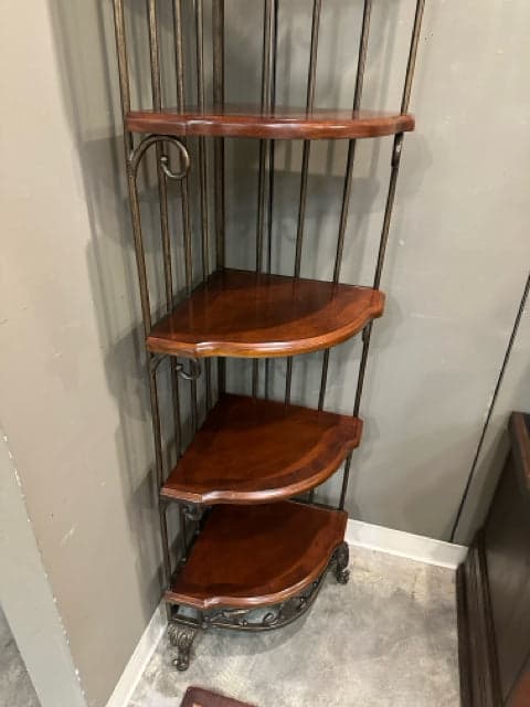 Wood And Metal Corner Shelf With 5 Shelves - Thumbnail 3