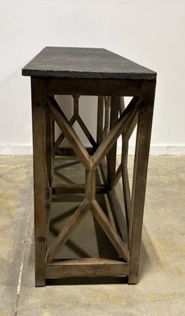 Slate Top Distressed Wood Open Base Console Table - Thumbnail 3
