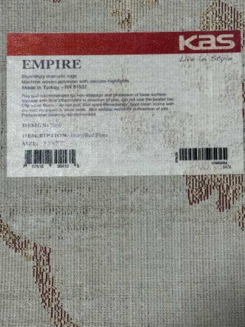 5'3"WX7'7'L Empire Ivory & Red Floral Area Rug - Thumbnail 4