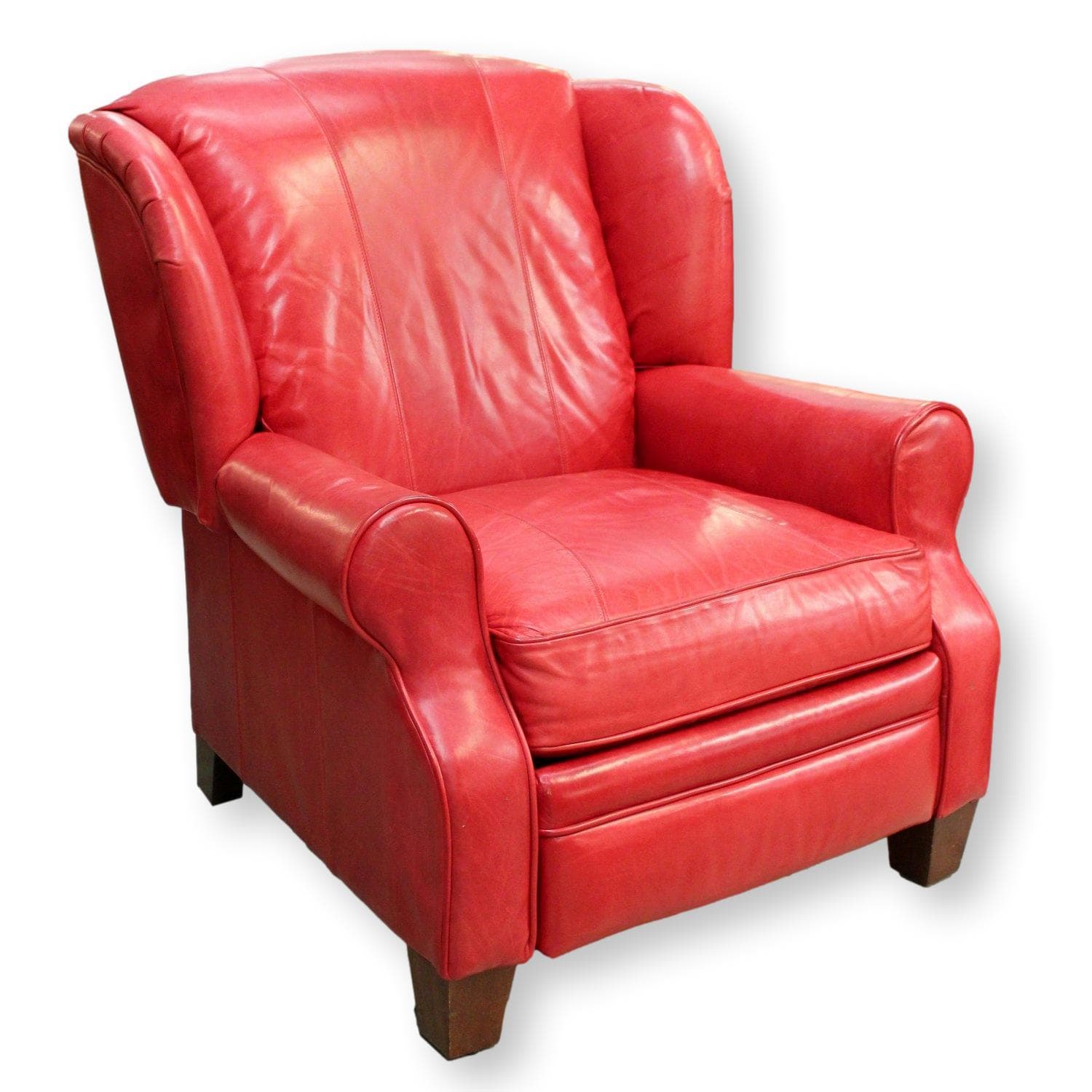 Barcalounger Red Leather Wingback Recliner - Red - Image 1