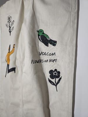 Bob Mollena White Volcom Pantalons With Goofy Characters, Waist 30 NWT - Thumbnail 5