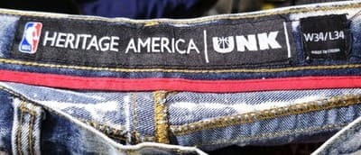 HERITAGE AMERICA UNK NBA DISTRESSED JEANS Multi-Patch 34/34 HEAT BULLS WARRIORS - Thumbnail 8