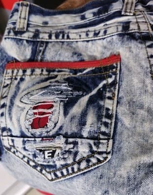 HERITAGE AMERICA UNK NBA DISTRESSED JEANS Multi-Patch 34/34 HEAT BULLS WARRIORS - Thumbnail 4