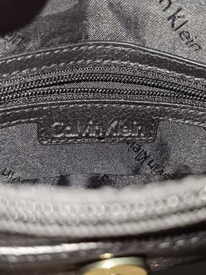 Authentic Calvin Klein Genuine Leather Crossbody/Shoulder Bag, Small, Black Gold - Thumbnail 2