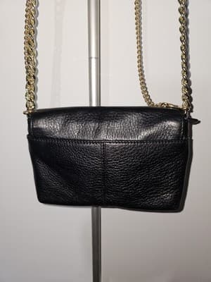 Authentic Calvin Klein Genuine Leather Crossbody/Shoulder Bag, Small, Black Gold - Thumbnail 3