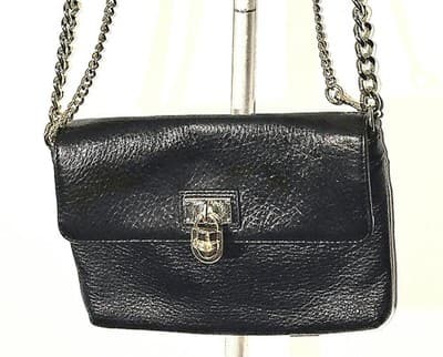 Authentic Calvin Klein Genuine Leather Crossbody/Shoulder Bag, Small, Black Gold - Thumbnail 9