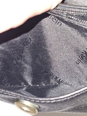 Authentic Calvin Klein Genuine Leather Crossbody/Shoulder Bag, Small, Black Gold - Thumbnail 10