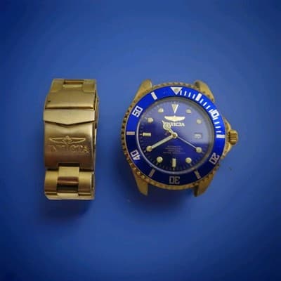 Men's Invicta Pro Diver Men 47mm Gold Stainless Steel Case Band Blue Dial - Image 1