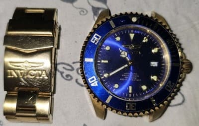 Men's Invicta Pro Diver Men 47mm Gold Stainless Steel Case Band Blue Dial - Thumbnail 2