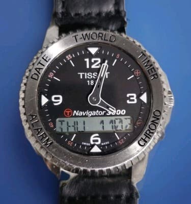 Tissot Navigator 3000 44mm Steel Black Dial Mens Quartz Watch - Thumbnail 8