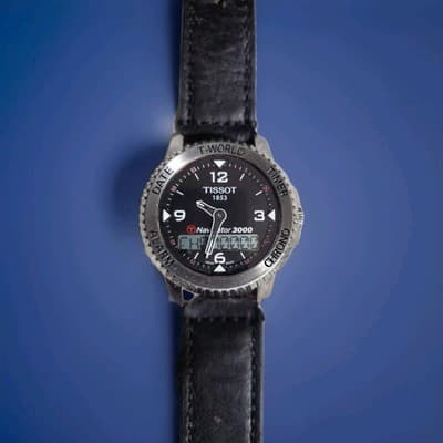 Tissot Navigator 3000 44mm Steel Black Dial Mens Quartz Watch - Thumbnail 7