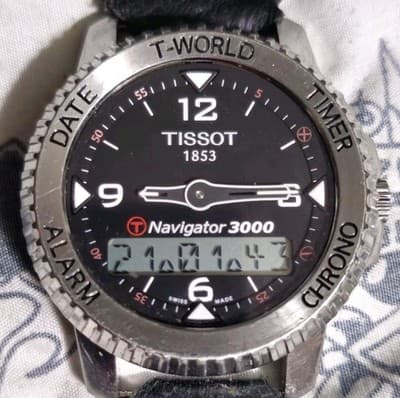 Tissot Navigator 3000 44mm Steel Black Dial Mens Quartz Watch - Thumbnail 5
