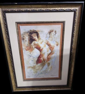 Gary Benfield "Golden Mask" Hand Signed/Numbered LE 410/750 Framed Serigraph - Thumbnail 2