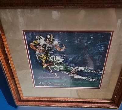 LeRoy Nieman Steelers & Jets 1979 Franco Harris + Signed & Framed - Thumbnail 2