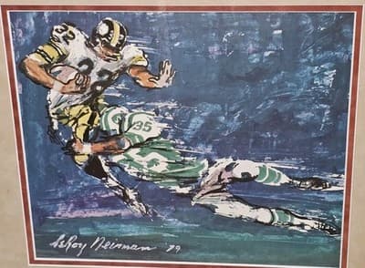 LeRoy Nieman Steelers & Jets 1979 Franco Harris + Signed & Framed - Image 1