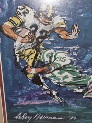 LeRoy Nieman Steelers & Jets 1979 Franco Harris + Signed & Framed - Thumbnail 4