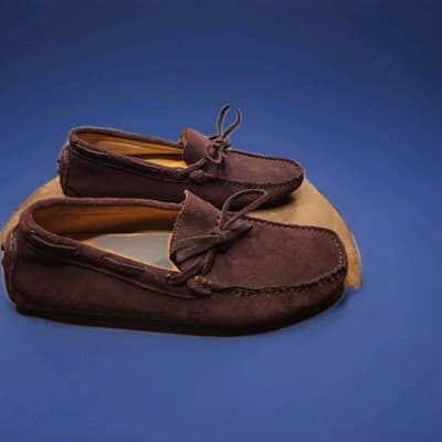 Men's Smoking Loafers Burgundy Suede Size 10.5 - Image 1