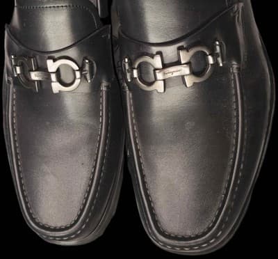 Salvatore Ferragamo Men’s Horsebit Loafers – Black Leather – Size 9.5M - Image 1