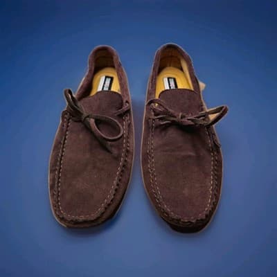 Men's Smoking Loafers Burgundy Suede Size 10.5 - Thumbnail 2