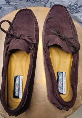 Men's Smoking Loafers Burgundy Suede Size 10.5 - Thumbnail 3