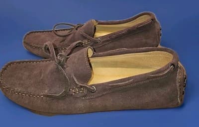 Men's Smoking Loafers Burgundy Suede Size 10.5 - Thumbnail 4