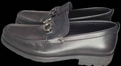 Salvatore Ferragamo Men’s Horsebit Loafers – Black Leather – Size 9.5M - Thumbnail 6