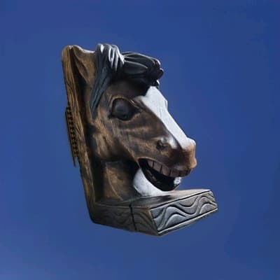 Hand Carved Wooden Horse Head Book Ends (Books Not Included) - Thumbnail 4