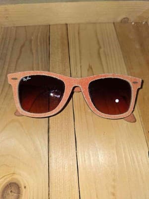 Ray-Ban RB2140 Wayfarer Denim Sunglasses Orange Frame Brown Lens 50mm - Image 1