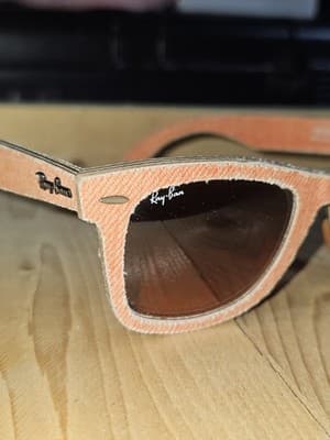 Ray-Ban RB2140 Wayfarer Denim Sunglasses Orange Frame Brown Lens 50mm - Thumbnail 8