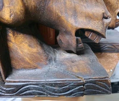 Hand Carved Wooden Horse Head Book Ends (Books Not Included) - Thumbnail 6